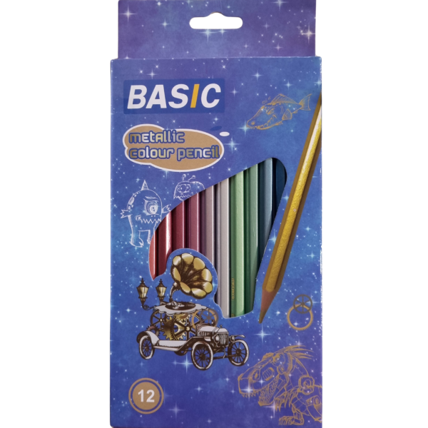 مداد رنگی 12 رنگ متالیک بیسیک