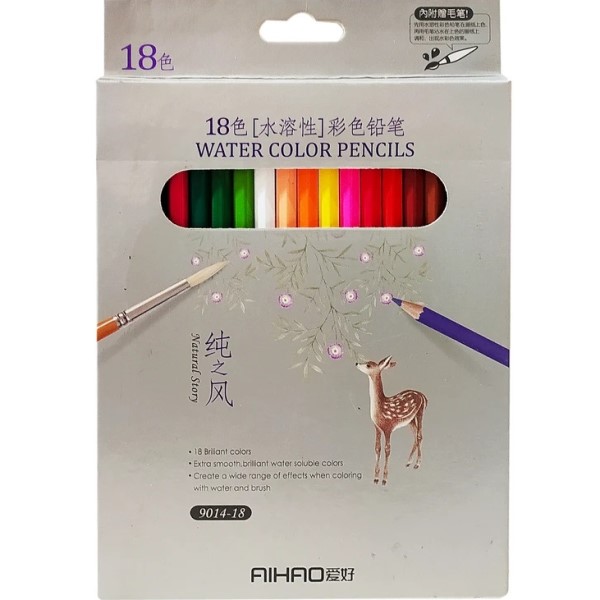 مداد آبرنگی 18 رنگ آیهائو به همراه قلم مو
