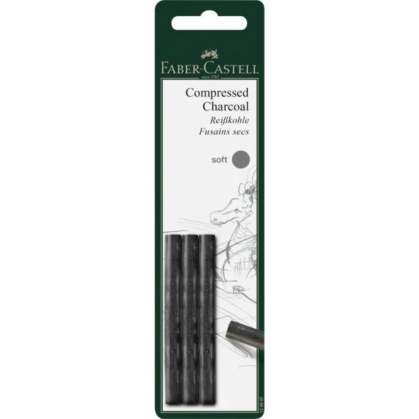 زغال فشرده طراحی COMPRESSED CHARCOAL فابرکاستل سختی SOFT