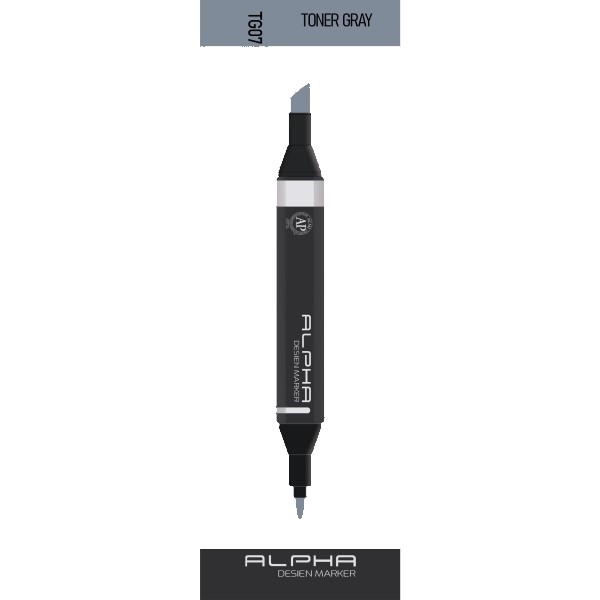 ماژیک راندو دو سر براش آلفا دیزاین کد TG07 رنگ TONER GRAY 07