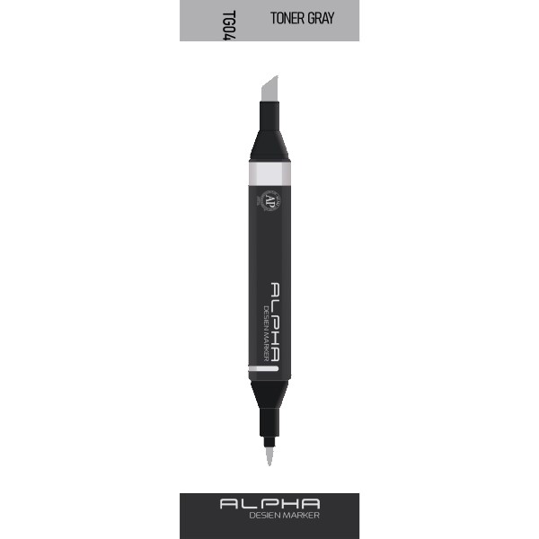ماژیک راندو دو سر براش آلفا دیزاین کد TG04 رنگ TONER GRAY 04